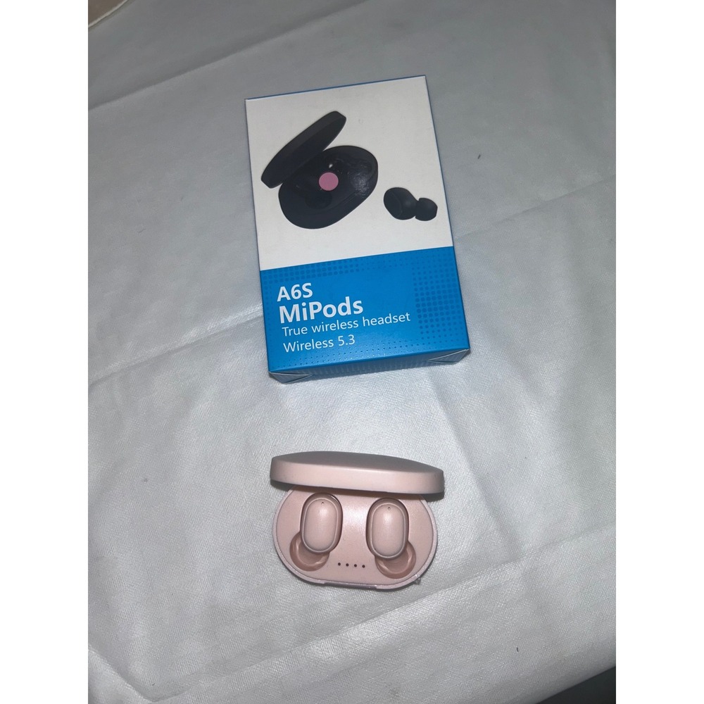 A6S MiPods True Wireless Headset Bluetooth 5.3 Pink In-Ear Earbuds with Case - Picture 1 of 2